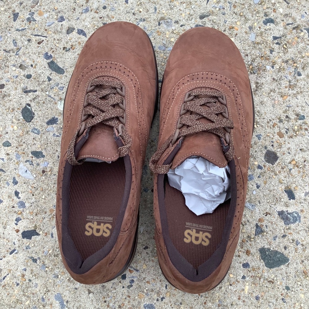 SAS Free Time Brown Nubuck Leather Walking Shoes Womens 10 W Made in USA Comfort - Picture 11 of 16
